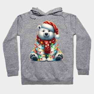 Polar Bear Wrapped In Christmas Lights Hoodie